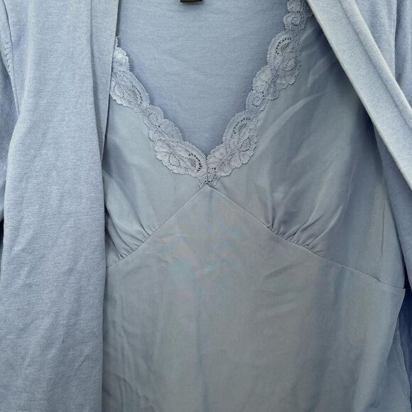 Y2K Periwinkle Faux Layered Lace + Knit Top – Cottage Grandmacore (Sz M) - Picture 3 of 4